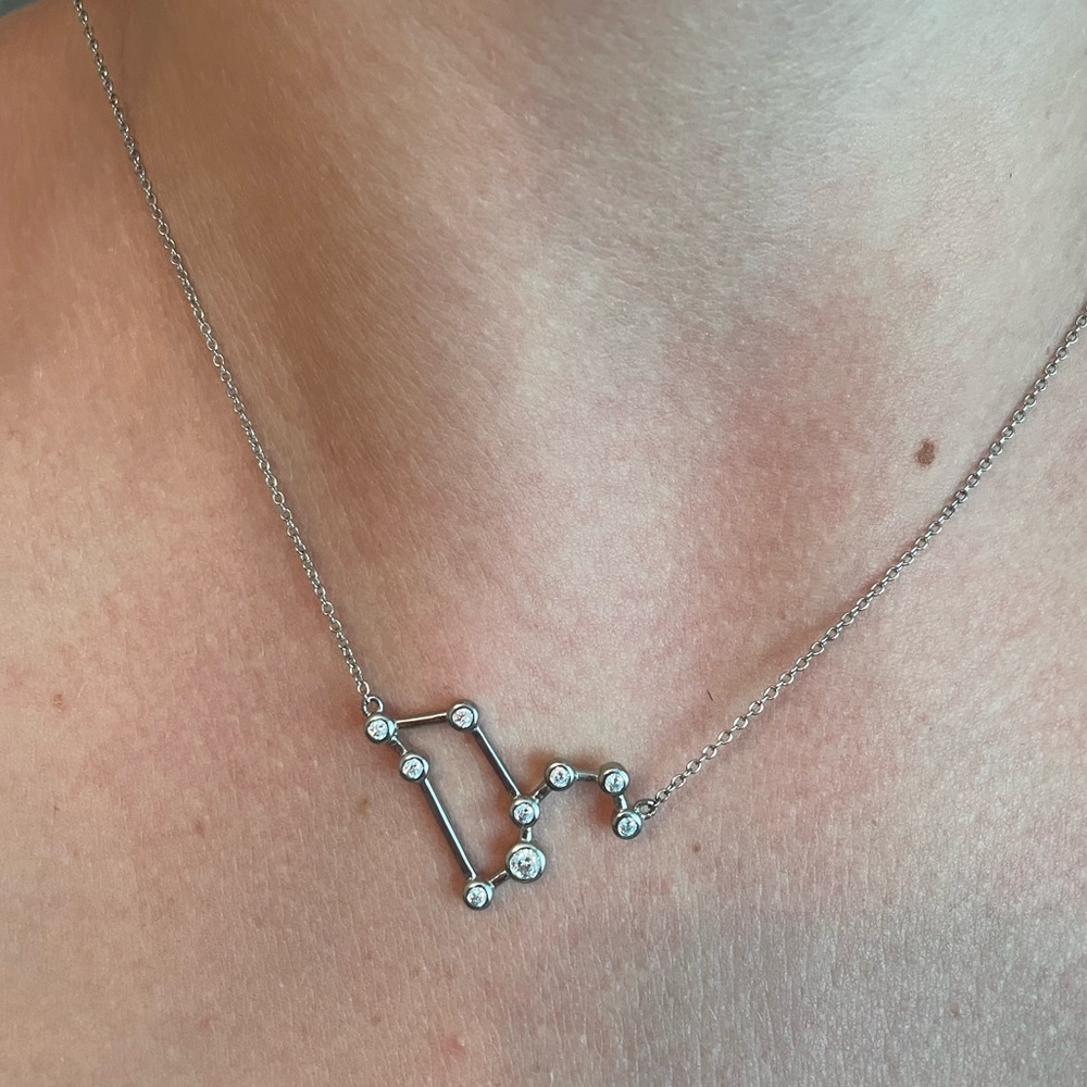 Leo constellation zodiac sign necklace with gems